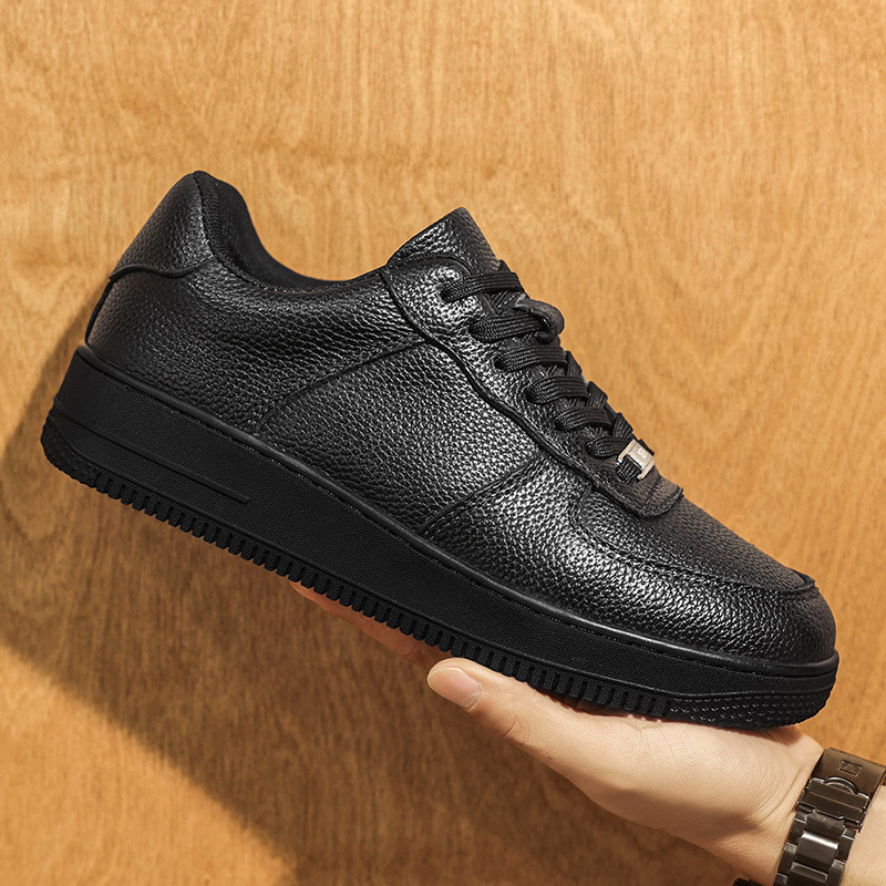 European Men's Shoes Autum Trendy Brand High-Bottom Genuine Leather Sneakers Men's Thick-Soled Sports Casual Shoes Air Force One Leather Shoes