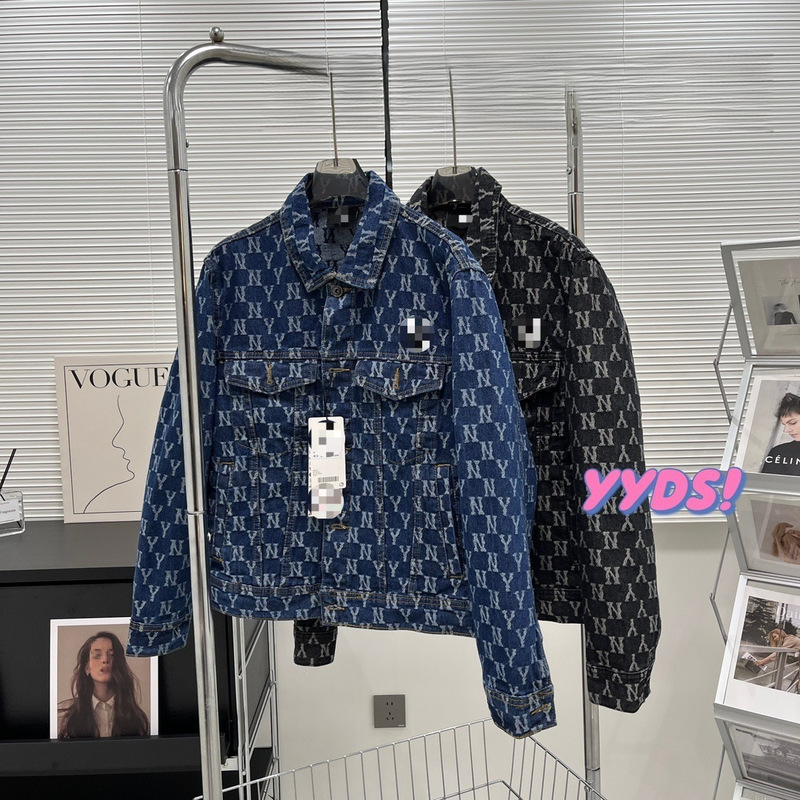 New Denim Jacket for Spring and Autumn, Unisex Ny Retro Vintage Embroidered Casual Couple Denim Jacket with Full Print