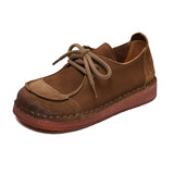 以一 Весенне-осенние новые модные женские туфли в стиле ретро на мягкой подошве, туфли на плоской подошве, женские туфли из воловьей кожи со шнуровкой и на плоской подошве