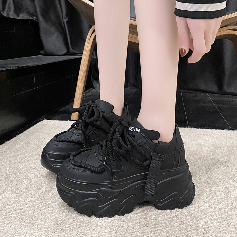 Women's Shoes 8cm height enhancing women's shoes thick soled high heeled dad shoes versatile and show small feet sports and leisure_voghion.com