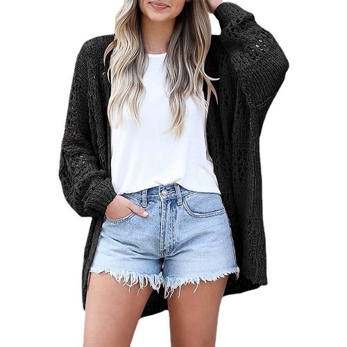 Amazon 2025 Spring/Summer New Arrival Fashionable Women's Cardigan for Foreign Trade—European and American Style, Long-Sleeved Hollow-Out Mohair Sweater Outerwear