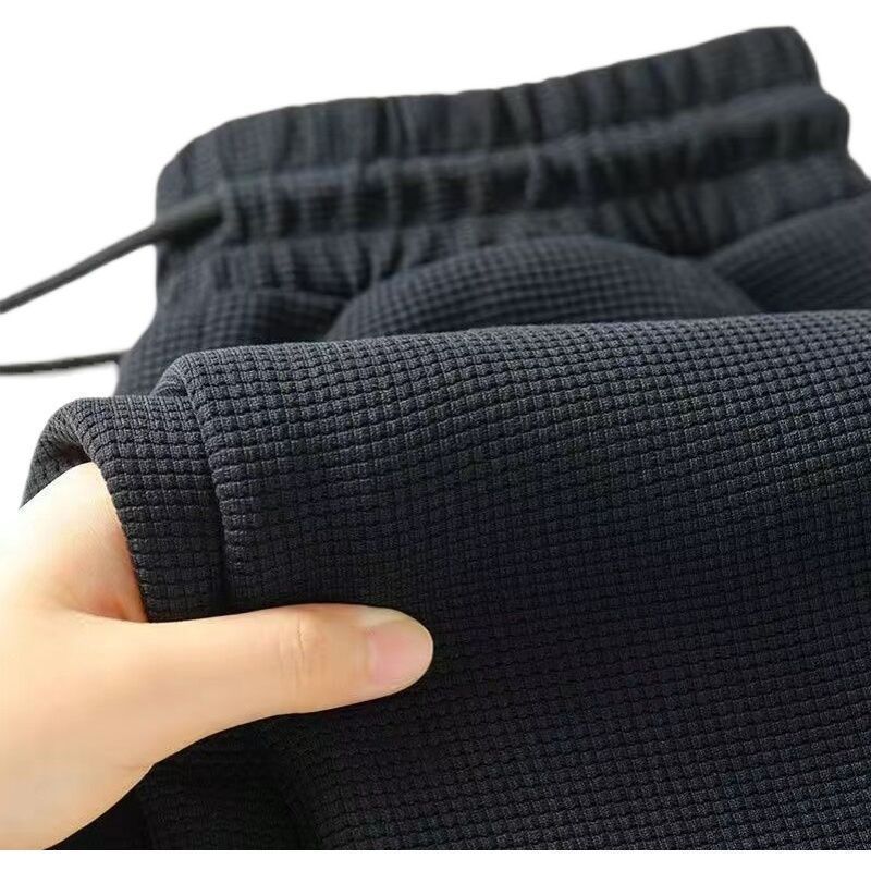 Pantalones de Waffle de verano para hombres, pantalones rectos largos largos, delgados, casuales y deportivos, pantalones de vigilia