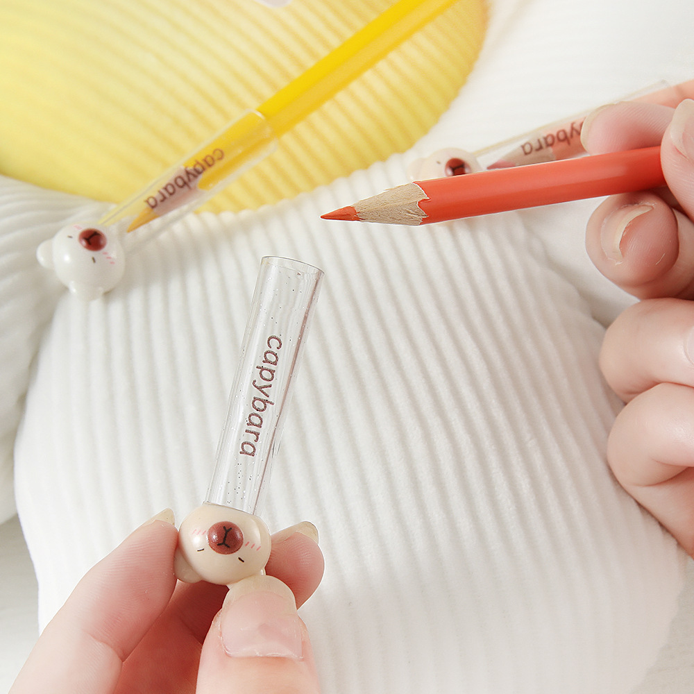 cubierta de lápiz capibara de alto valor facial tapa de lápiz capibara cubierta protectora de plomo colorido papelería especial para estudiantes de primaria