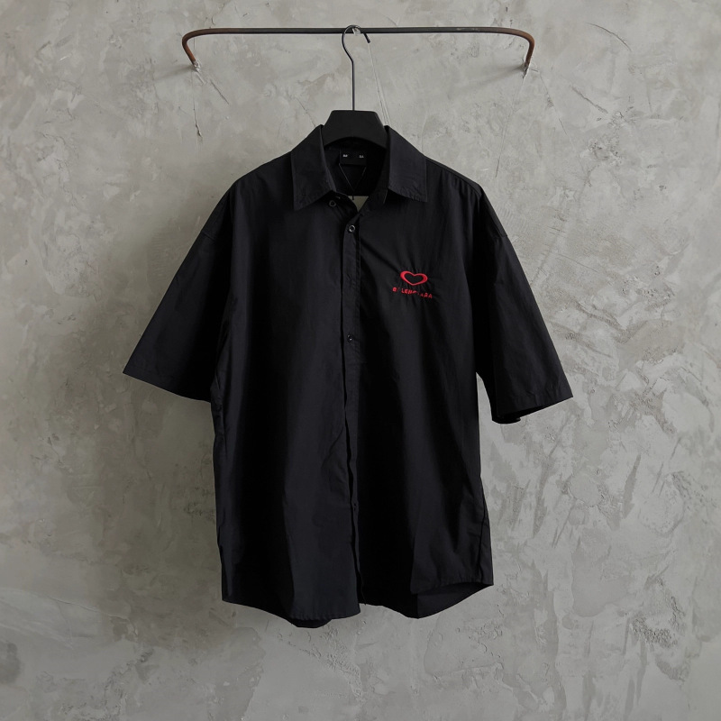Summer New High-Quality Original Paris B Brand Valentine's Day Limited Edition Red Heart Letter Embroidery Shirt Summer New High-Quality Original Paris B Brand Valentine's Day Limited Edition Red Heart Letter Embroidery Shirt