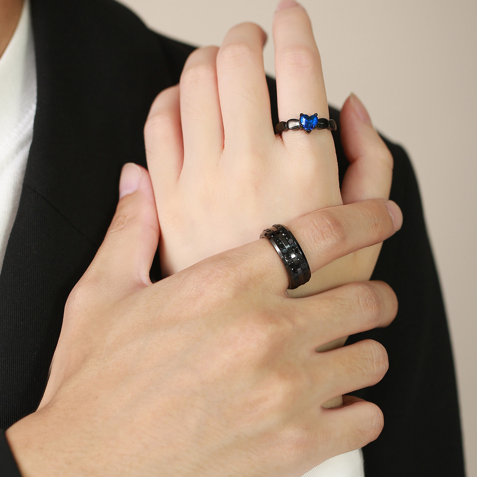 7g Weight Zircon Inlay Material Rings Classification 5, 6, 7 Ring Size Daily Occasion 304 Stainless Steel Material Heart Shape Pattern Couple Gender Inlay Design Simple Style Style Simple Style Heart Shape Titanium Steel Rings Inlay Zircon Stainless Steel Rings 1