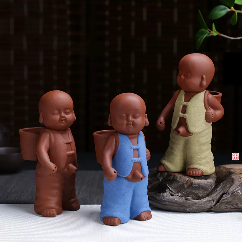 撒尿陶瓷紫砂茶宠茶具摆件紫砂采茶童子茶宠茶桌配件