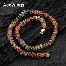 8mm彩色圈圈网球项链 铜镶彩锆 ins欧美嘻哈满锆Tennis Chain饰品