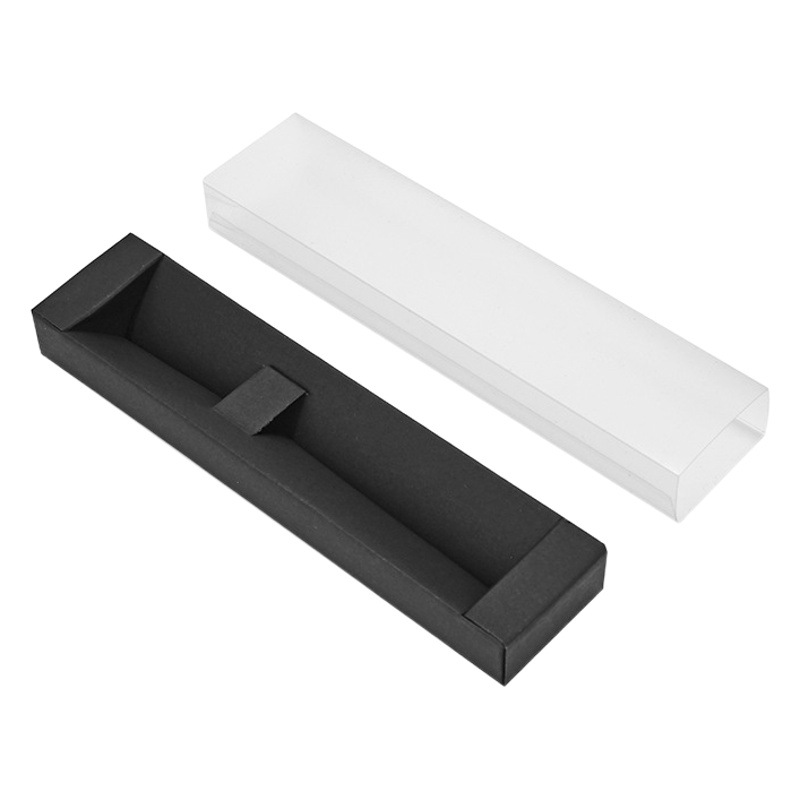 Fábrica en stock regalo PVC embalaje cartón personalizable logotipo impreso plástico transparente pluma caja de almacenamiento universal al por mayor