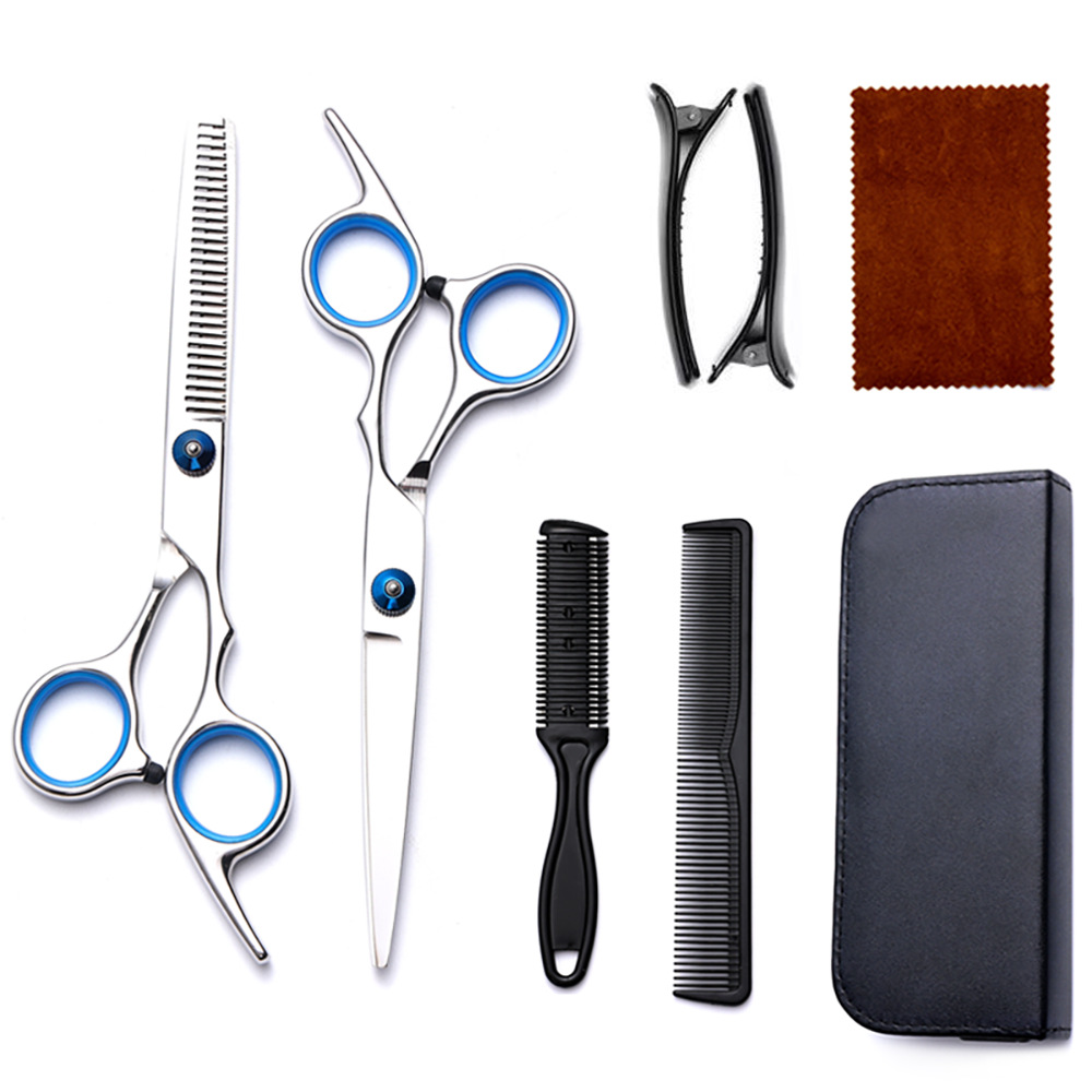 Corte de pelo tijeras transfronterizas amazonas color tijeras de dientes planas cortadas delgadas frange tijeras divisorias fábrica de tijeras al por mayor set de tijeras de peluquería