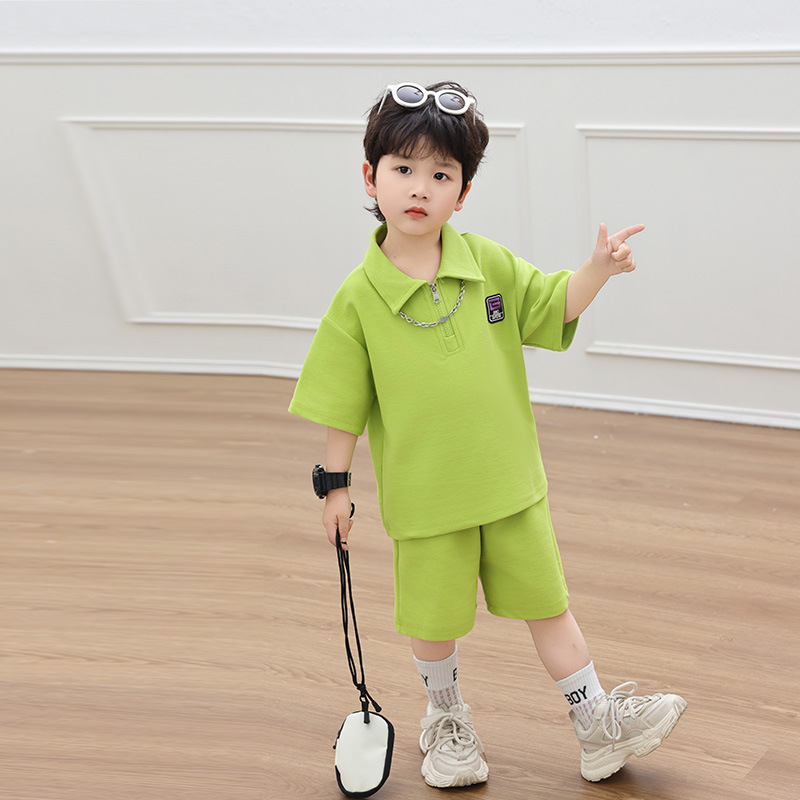 7203 Traje de verano para niños 2025 nuevo estilo occidental estilo fino ropa para niños de manga corta ropa de verano hermoso traje de dos piezas para niños