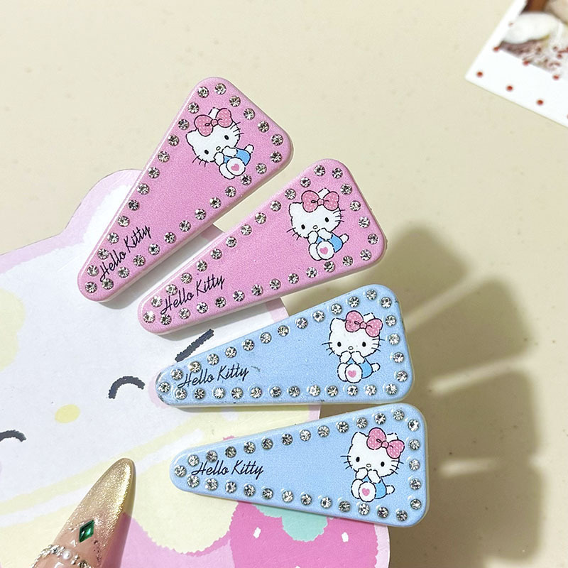 Fine Glitter Pink Cat Head Large Cat Triangle Cartoon Hair Accessories Hairpin Girl Cat Sweet Niche High Value