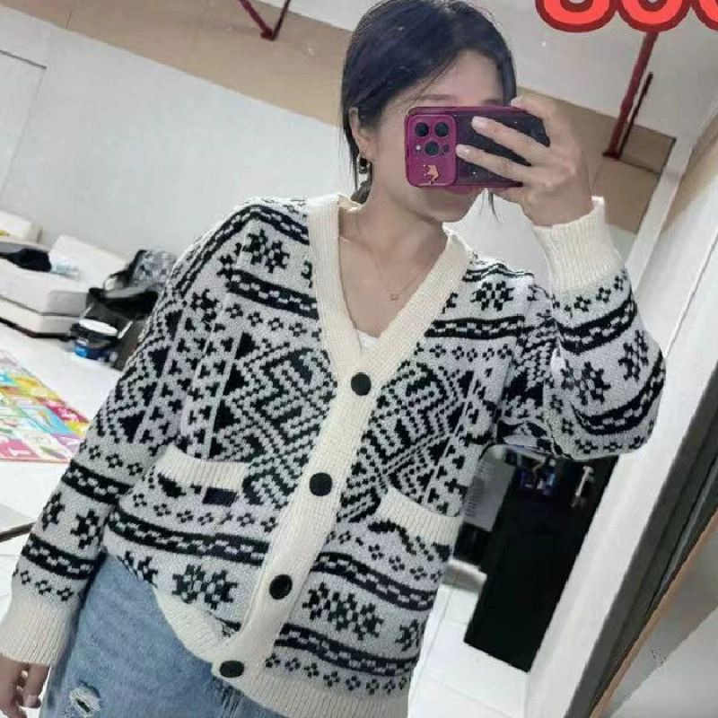 Корейский новый трикотажный свитер женский свободный ленивый трикотажный свитер куртка женский осень зима ретро модный кардиган зимний
