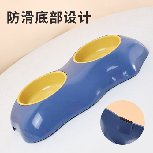 Egg yolk bowl plastic single bowl double bowl pet bowl pet feeding artifact food bowl double bowl cat bowl cat supplies