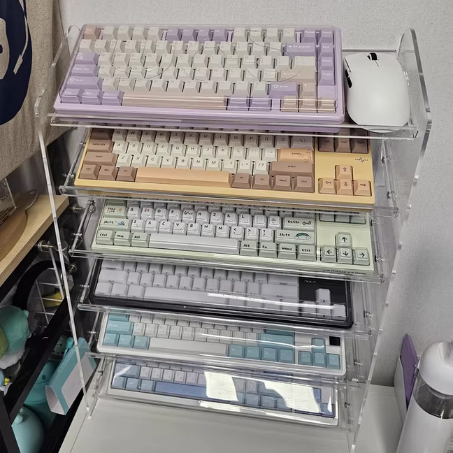 键盘展示架鼠标亚克力收纳架键盘置物架文件桌面化妆品甲油胶支架|undefined