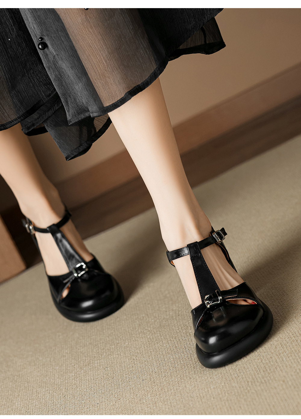 Sandal cao gót nữ mũi nhọn bít đế dày gót 6 cm phong cách đơn giản — đen chi tiết 17