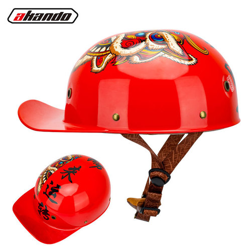 Cross-border exclusive supply of retro gangster personality baseball caps for men and women, motorcycle scoop helmets, peaked cap helmets, electric vehicle half helmets, summer helmets