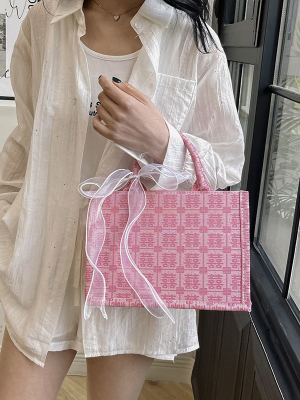 Nueva bolsa de boda de estilo nacional de gran capacidad simple bufandas de seda de caracteres de boda bolsas de mano de damas de honor regalo de tela bolsa especial