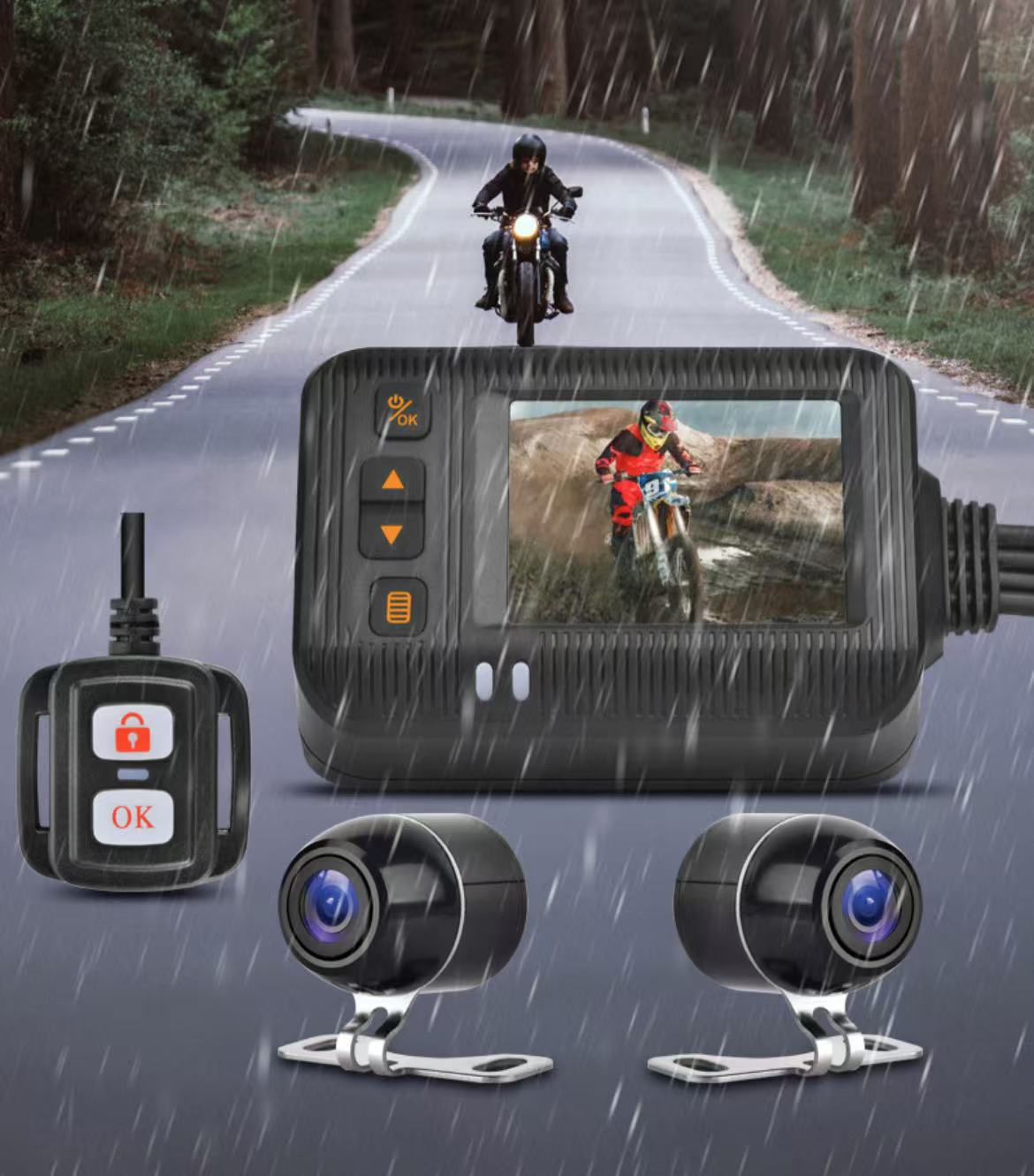 Motorcycle camera locomotive driving recorder HD 720P waterproof dual recording camera riding recorder