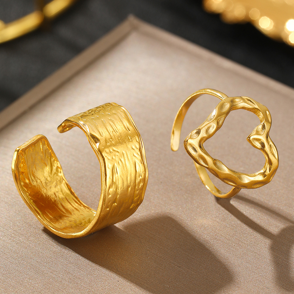 2 Pieces Quantity Wholesale Jewelry Simple Style Classic Style Heart Shape 304 Stainless Steel Plating Stainless Steel Rings