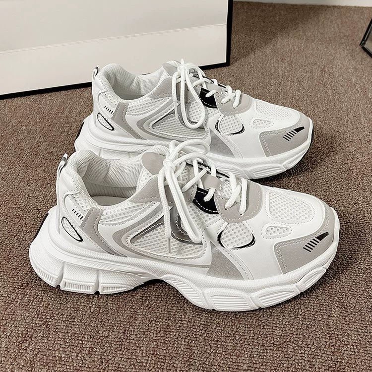 Модная обувь папы женский 2024 весна лето новая сетка дышащая толстая подошва противоскользящая легкая студенческая кроссовка