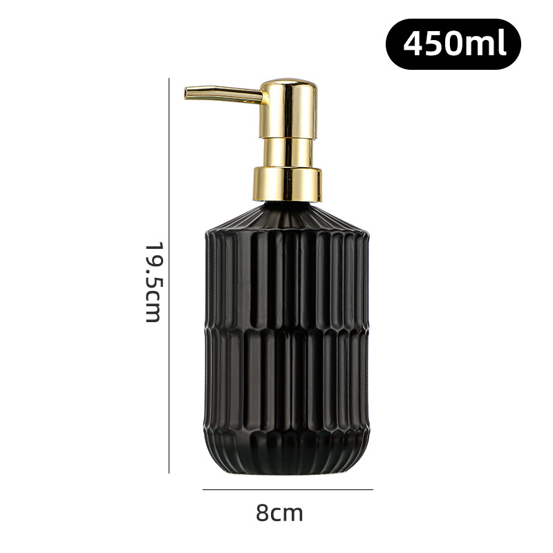 450ml; bambú negro sólido + cabeza de bomba dorada