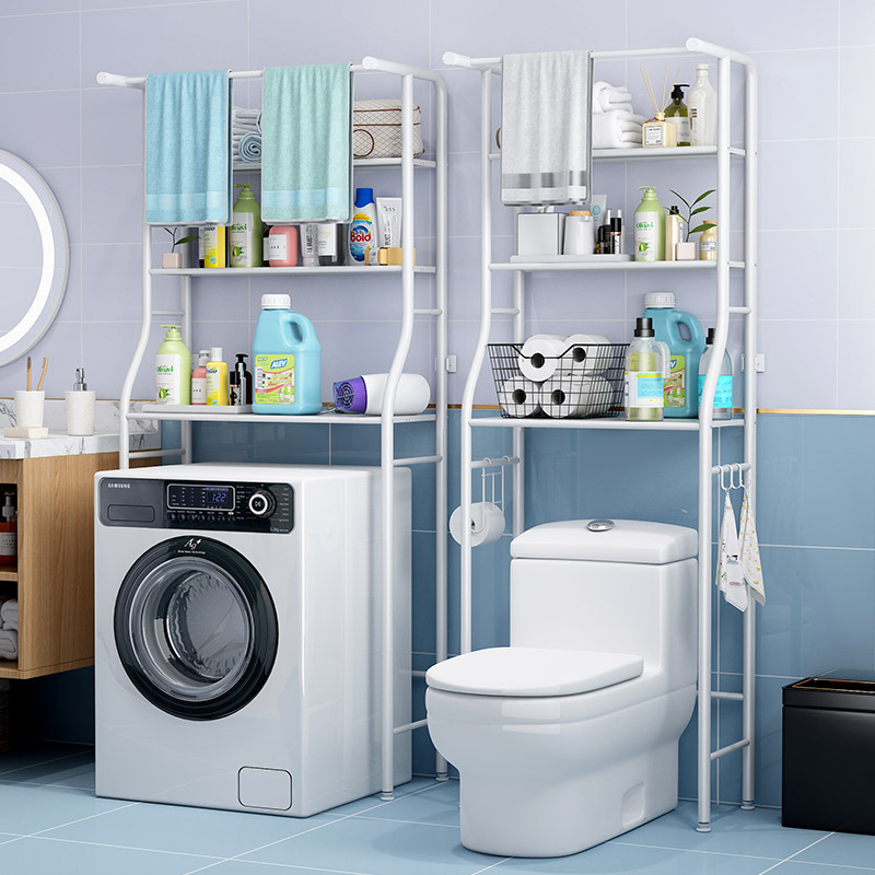 Estantes de baño de acero inoxidable piso nuevo inodoro lavadora almacenamiento de cosméticos sin perforación