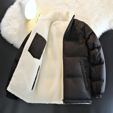 2024冬季新款双面穿羊羔毛棉衣青年时尚保暖户外潮牌男女情侣上衣
