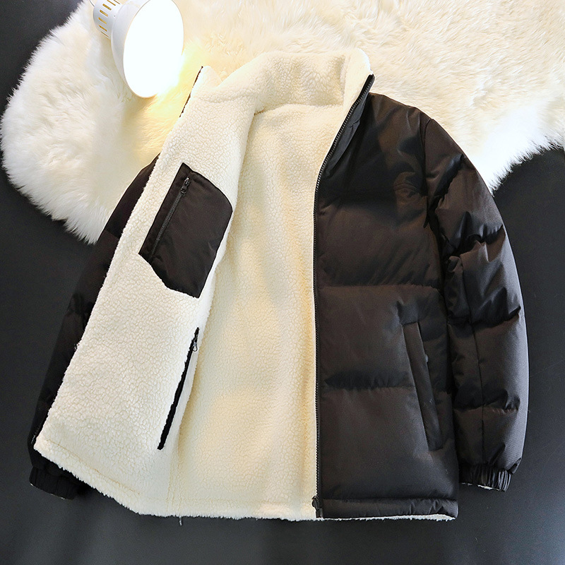 2024冬季新款双面穿羊羔毛棉衣青年时尚保暖户外潮牌男女情侣上衣
