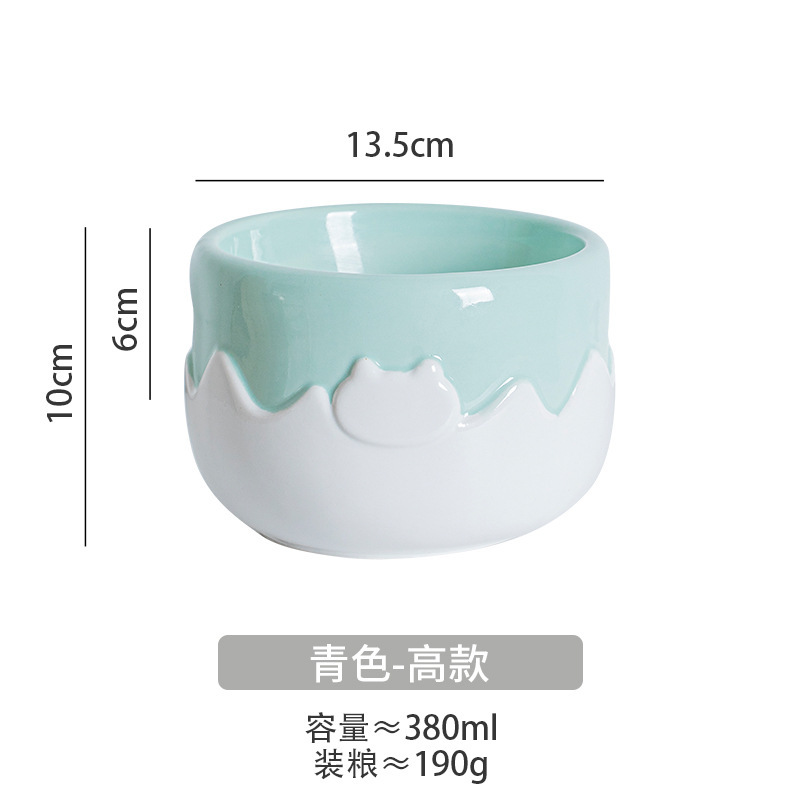 아이스크림 고양이얼굴밥그릇-청록색
