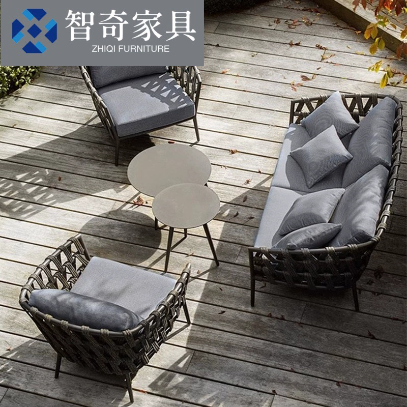 Простой уличный диван из ротанга, двор, открытый сад, вилла, веревочный диван, стул, комбинированный стул для отеля, балкона, открытого воздуха