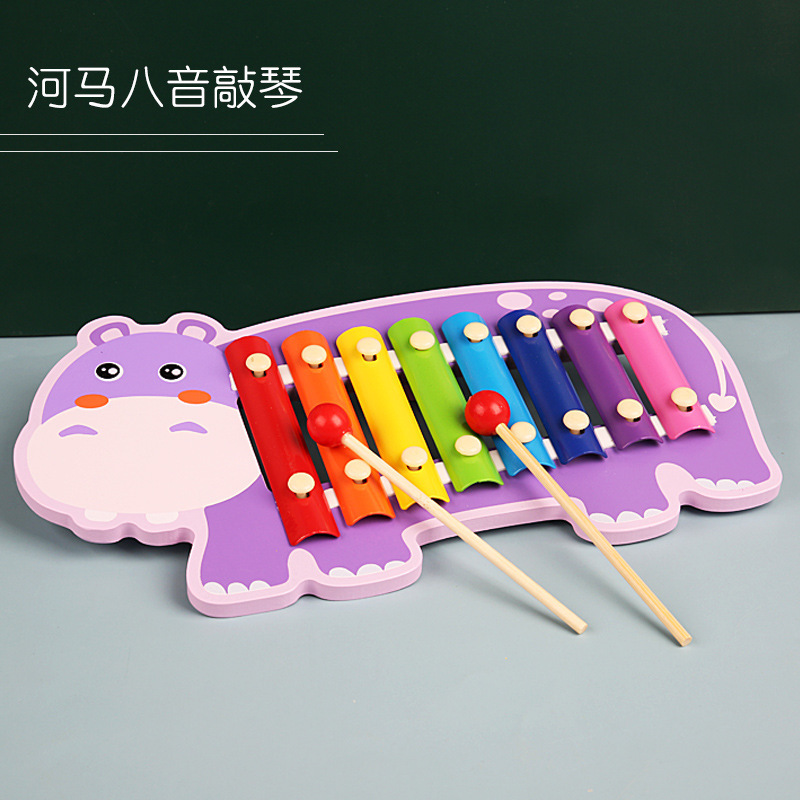 Montessori de madera de dibujos animados animal de ocho tonos de piano instrumento musical de percusión Infantil Educación Preescolar juguete educativo lote