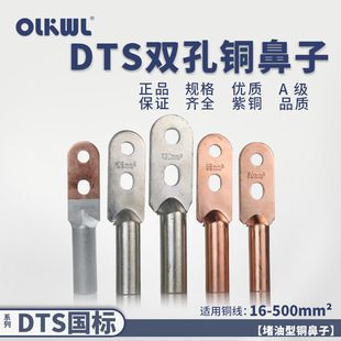 Double-hole copper nose DTS 16-630 square copper connector 2-hole pure copper pressing wire ear copper-aluminum transition two-hole