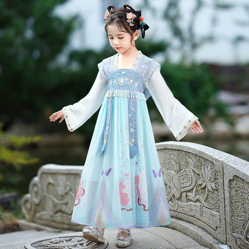 Children girls folk dance dresses fairy hanfu traditional folk dance costumes kimono dresses children's clothes