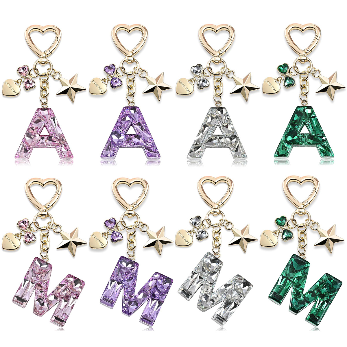 跨境亚马逊可爱情人节钥匙扣26个字母钥匙链女士学生包包配饰定制