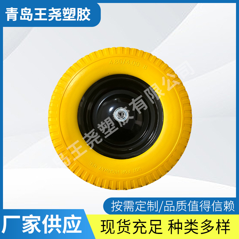 400-8PU发泡轮手推车轮工具车轮家用电动车实心轮胎割草机外胎