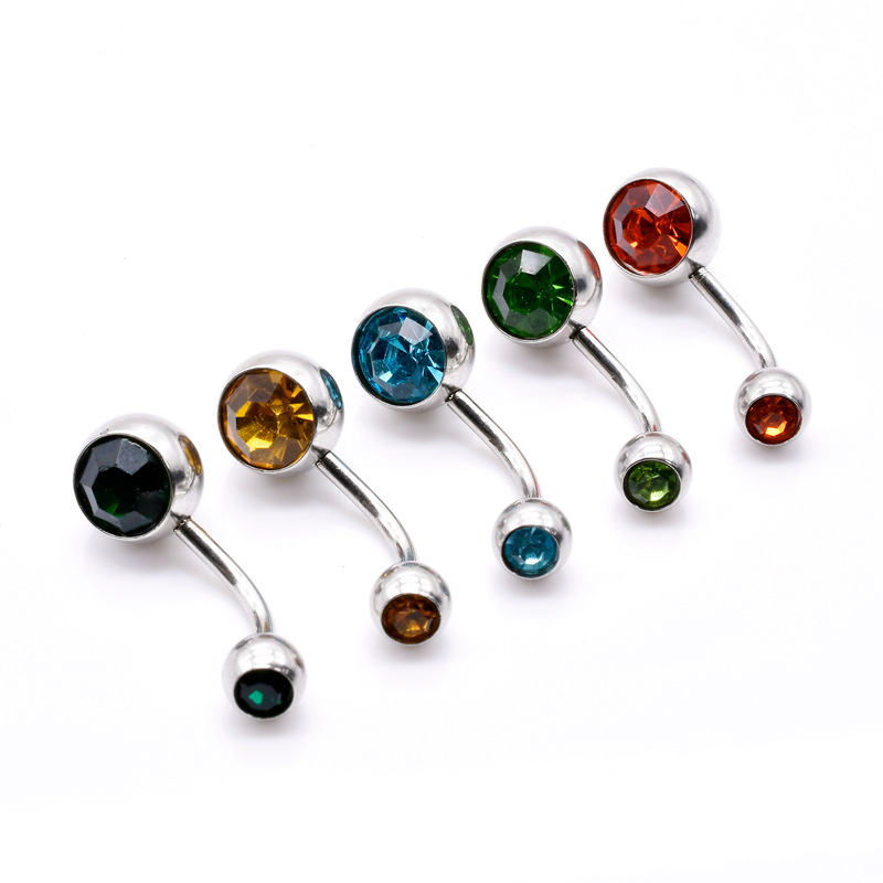 クロスボーダー臍飾り平頭粘ドリルステンレス臍環人体穿刺アクセサリーカラー水ドリルは臍釘をはめ込みます。