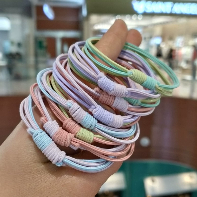 Резинка для волос в корейском стиле 4-в-1, высокоэластичная многожильная веревка для хвоста для взрослых интернет-знаменитостей, женские базовые универсальные аксессуары для волос, резинка