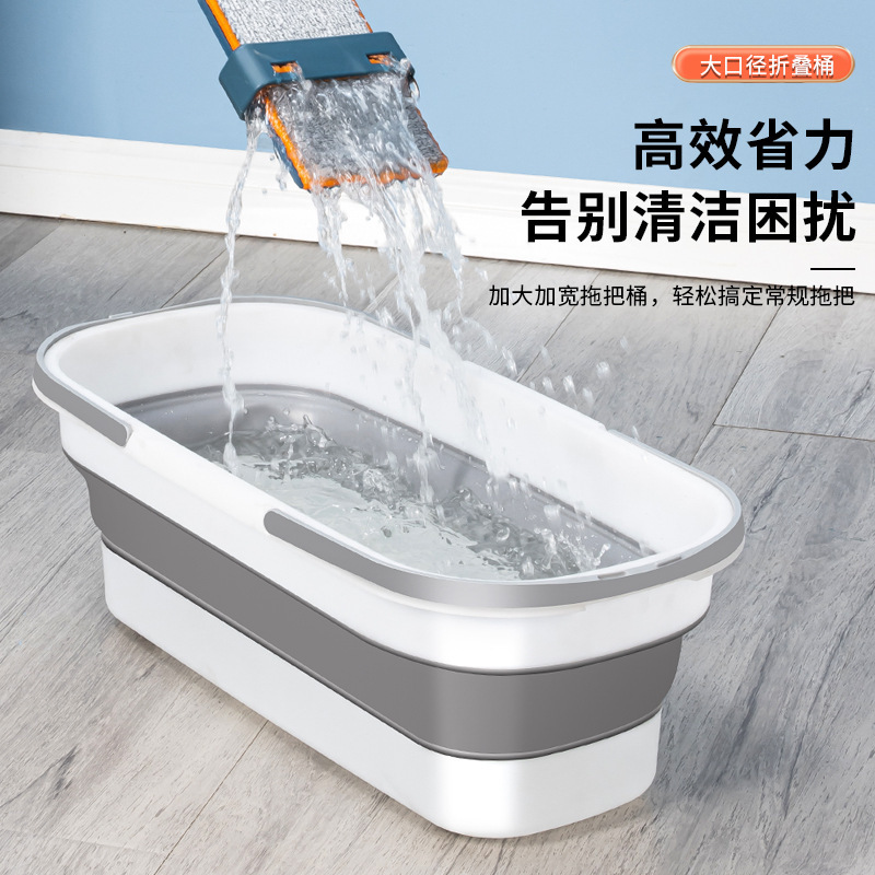 Foldable Bucket for Home Use with Handle, Plastic Water Storage Bucket, Mop Bucket with Wheels, Large Foldable Mop Bucket