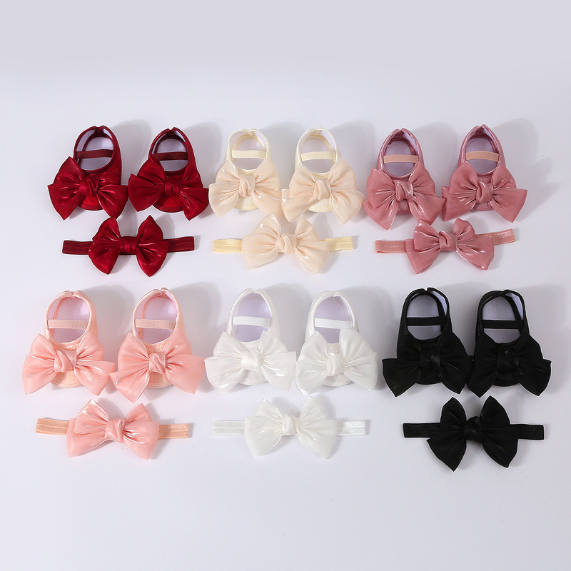 Baby Shoes Mesh Pure Color Shoes + Headband Toddler Shoes Soft Bottom Bow Dotted Non-Slip Spring and Autum New Style Baby Shoes Mesh Pure Color Shoes + Headband Toddler Shoes Soft Bottom Bow Dotted Non-Slip Spring and Autum New Style