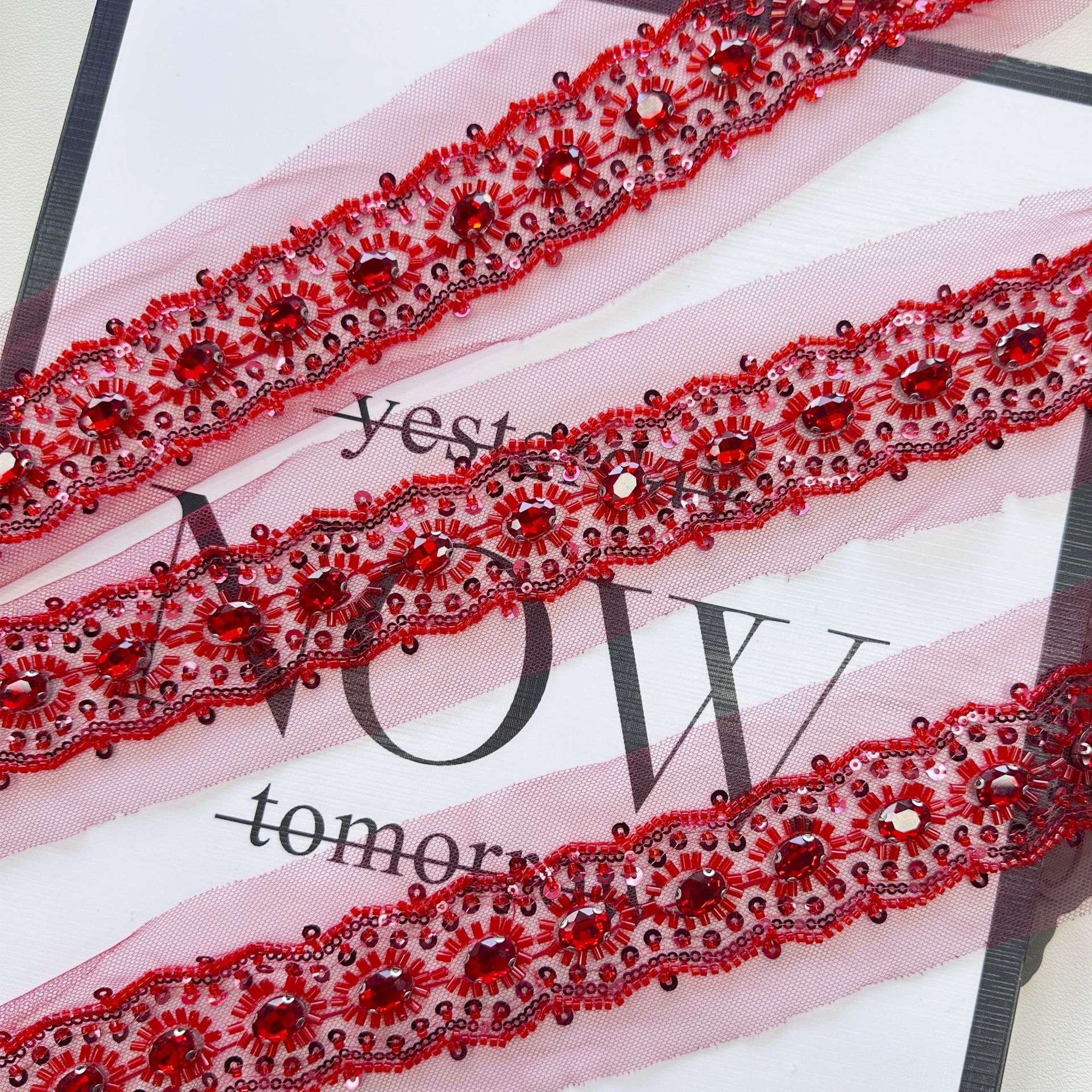 Perla pesada diamante diy mano clavado encaje cinta accesorios vestido suéter pijama decoración
