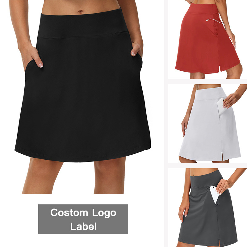 Cross-Border Casual Style Sports Tennis Skirt Pants Fake Two-Piece Yoga Fitness Mid-Length 2024 Hot-Selling Women's Personalized Style