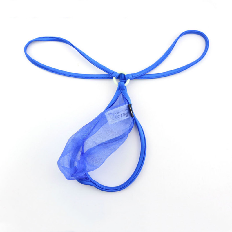 New mesh men's large bag high elastic thong men's snow bright single Ding sexy T pants one-piece delivery