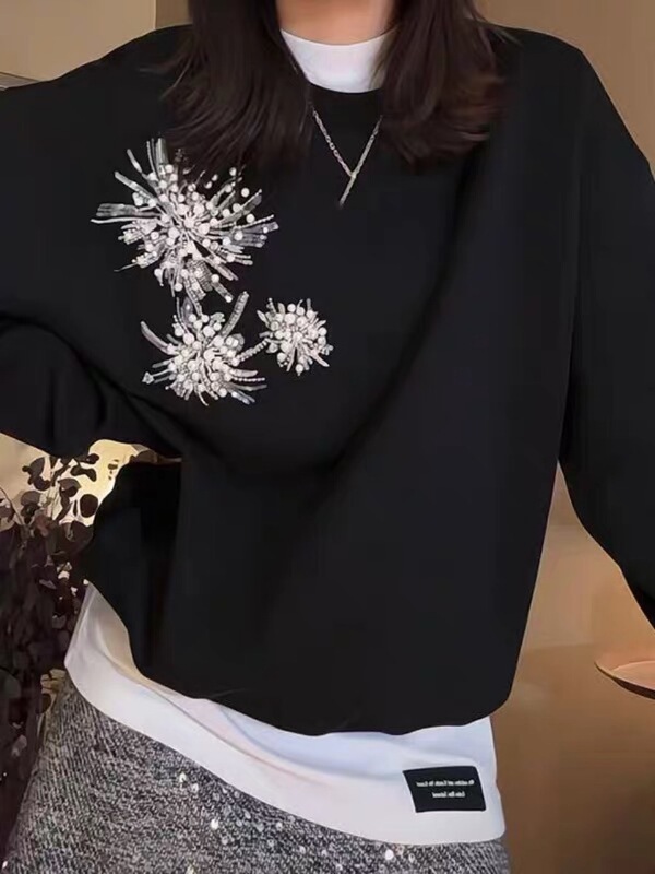 秋冬针织女装长袖珠片卫衣亮片短裙套装女秋冬款时尚女装|undefined