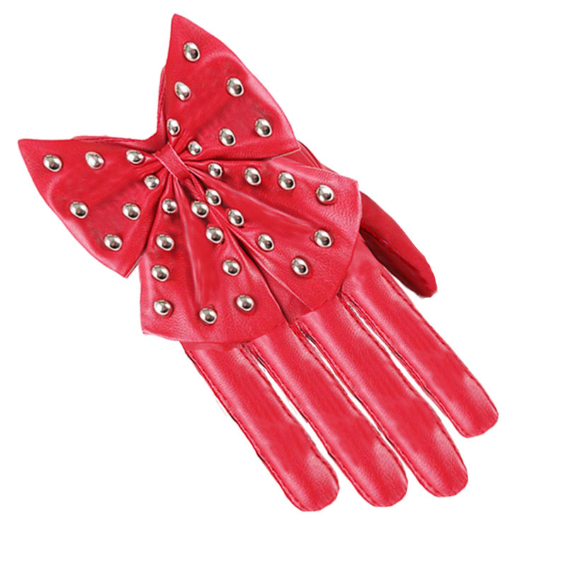 Dancing polyurethane fashionable gloves with bow