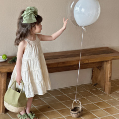 女童吊帶連衣裙夏季2024新款兒童洋氣時髦無袖裙子寶寶夏裝公主裙