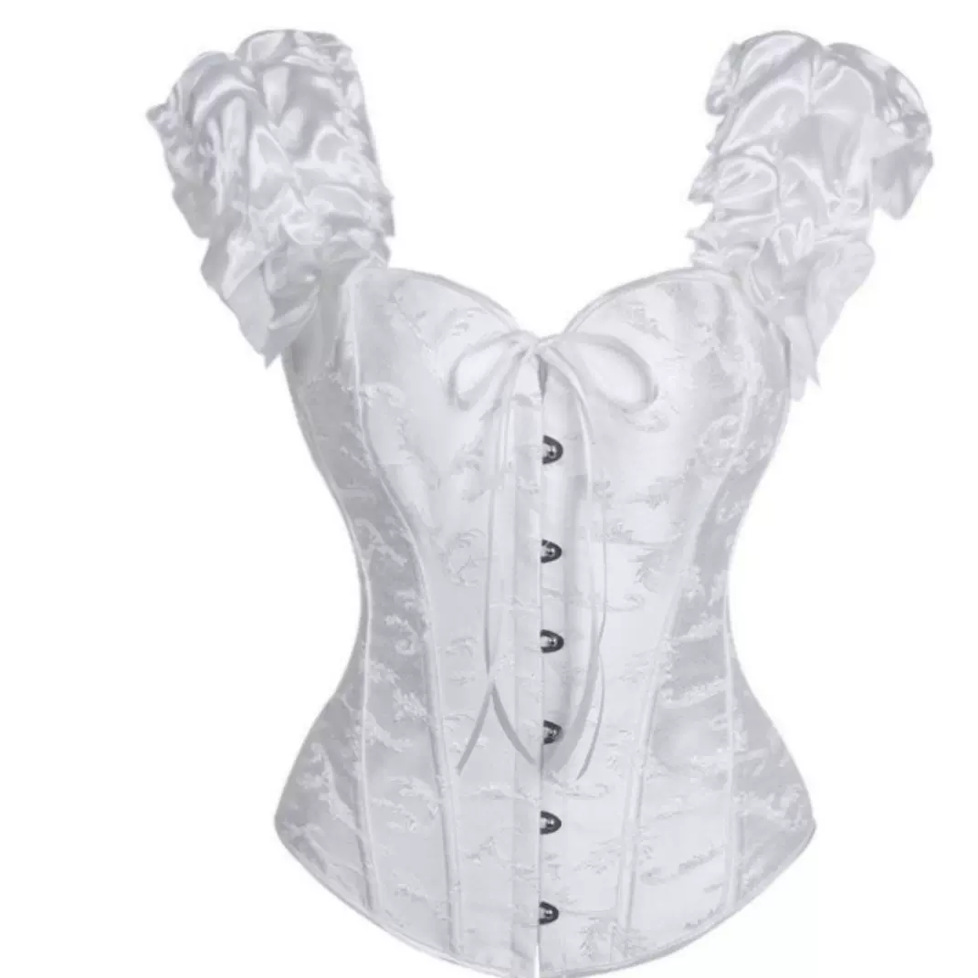 法式泡泡袖宫廷束腰鱼骨抹胸紧身塑身上衣收腹女士束身衣跨境货