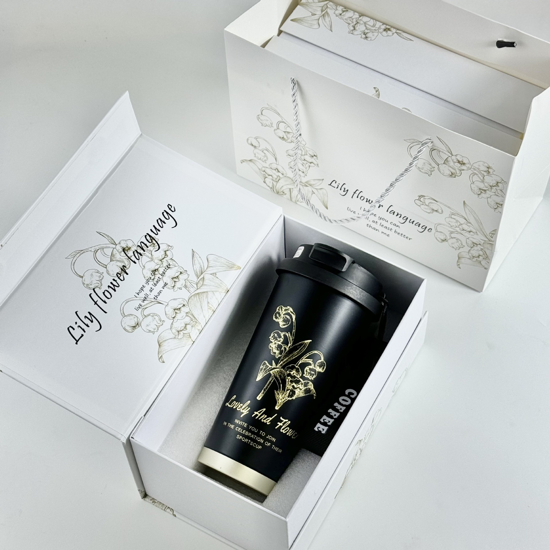 Gift box version (including gift bag): black lily of the valley flower-double dr…