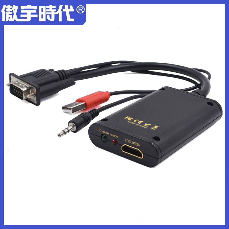Преобразователь VGA в HDMI с аудио входом и питанием по USB, конвертер VGA в HDMI для аудио-видео