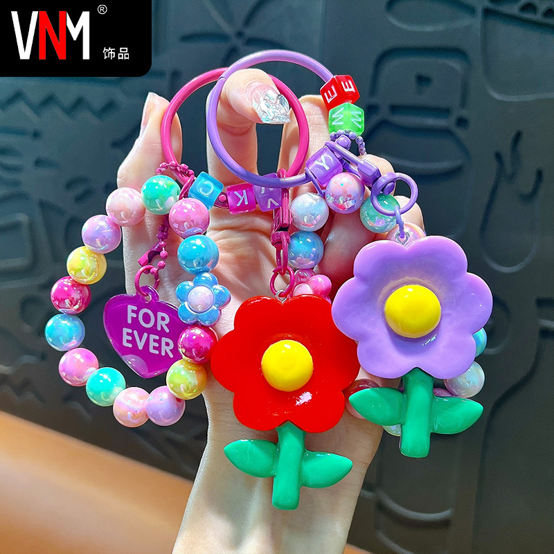 Flor de resina creativa colgante de llavero colgante colorido beaded pulsera mochila colgante decoración regalos pequeños regalos al por mayor