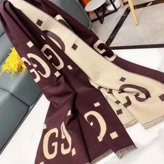 G家双面羊毛大牌围巾女字母披肩礼盒两用跨境圣诞礼物冬羊绒围脖